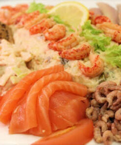 vissalades, schotels, pizza, wrapps